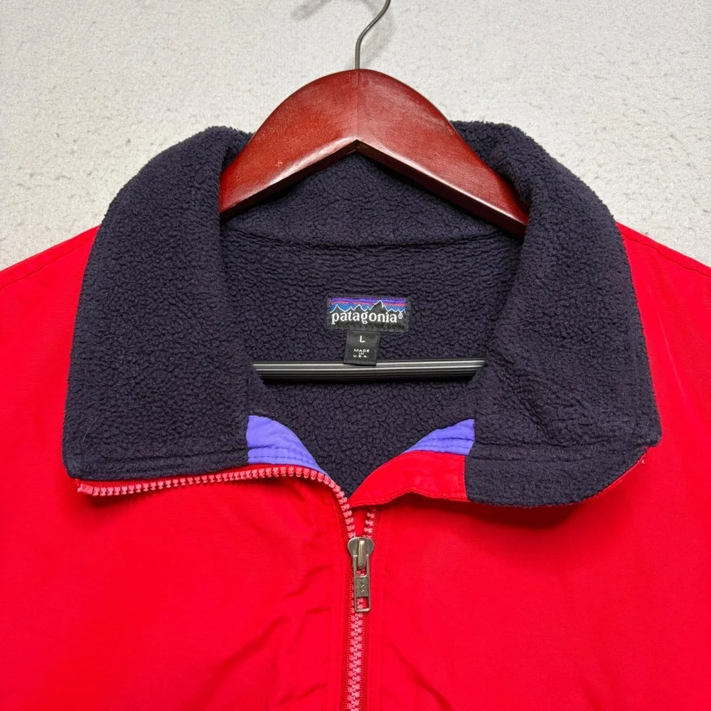 Patagonia Shelled Synchilla Vest Mens L Red 28501 Vintage 90s Fleece Lined USA